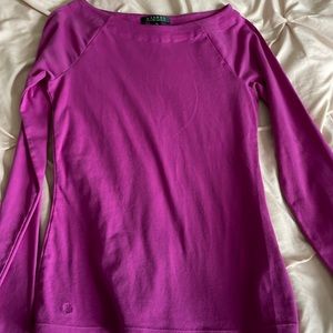 pinkish-purple shirt